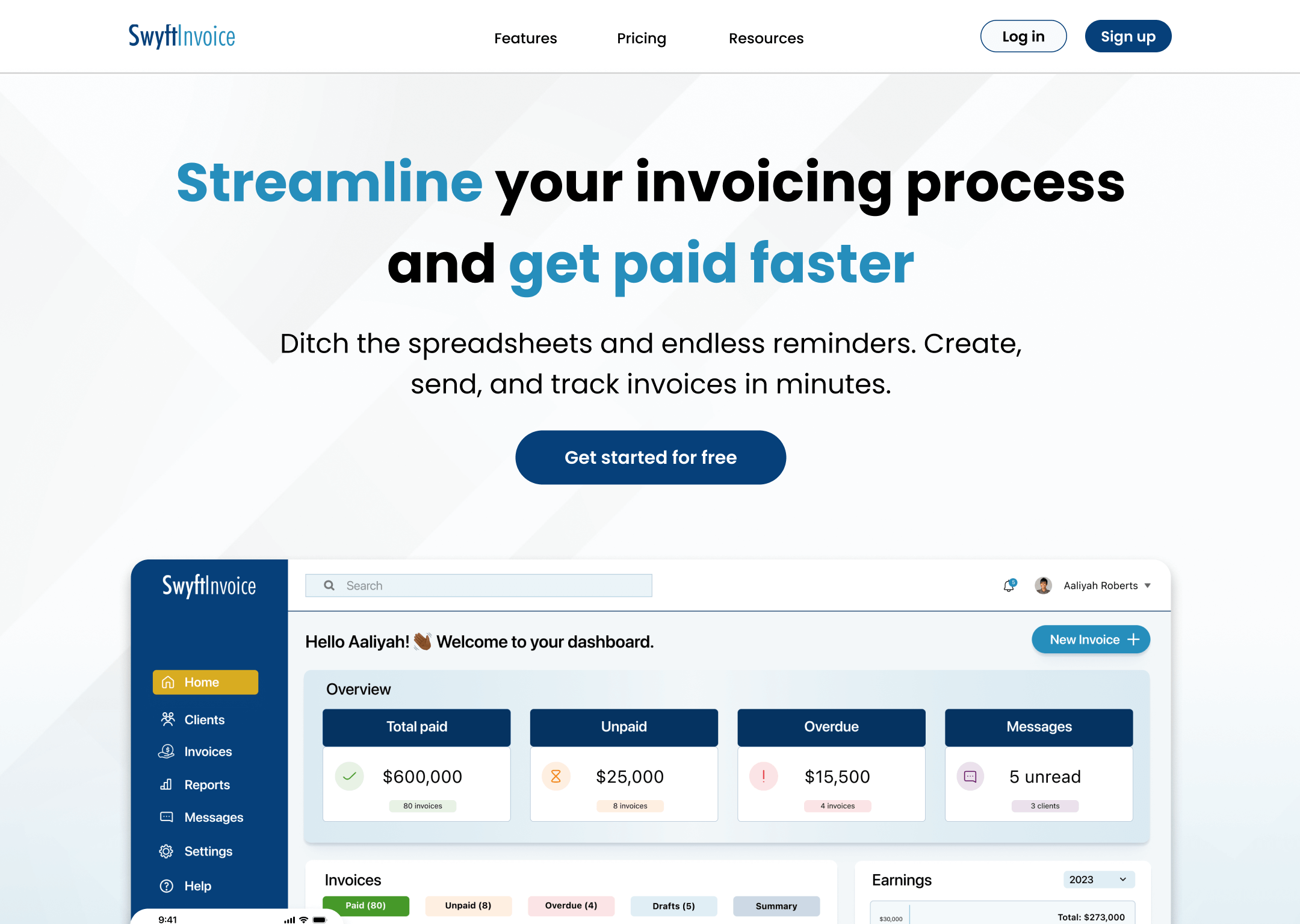 SaaS landing page