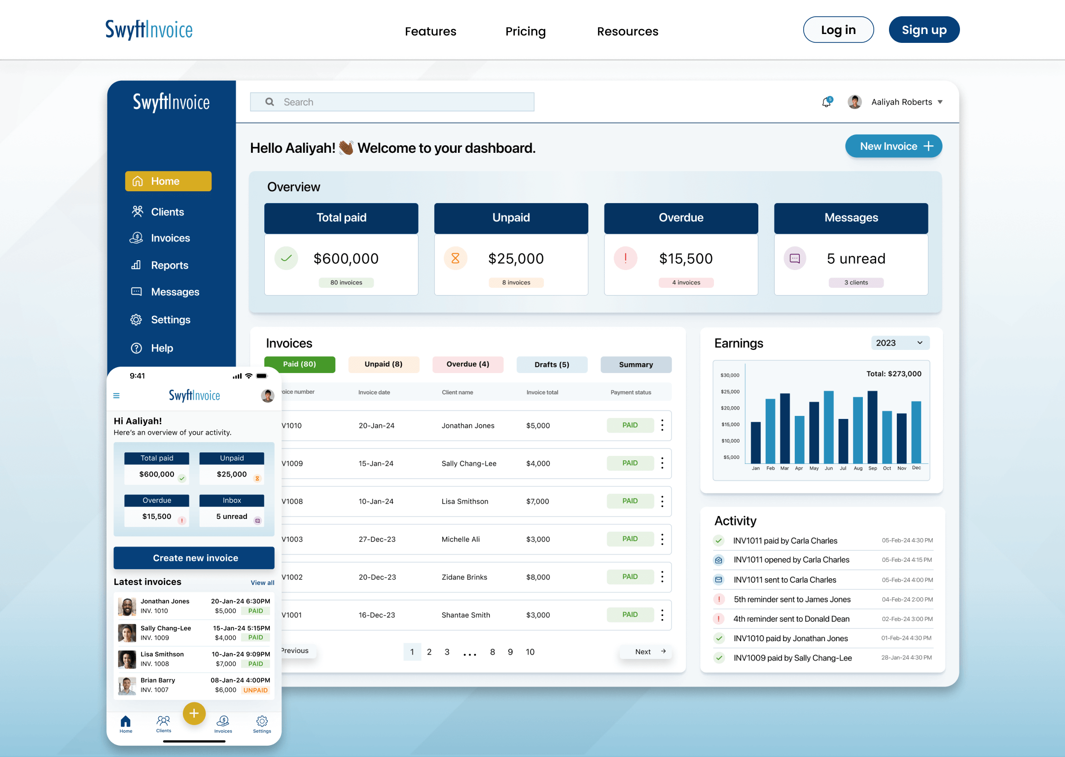 SaaS landing page