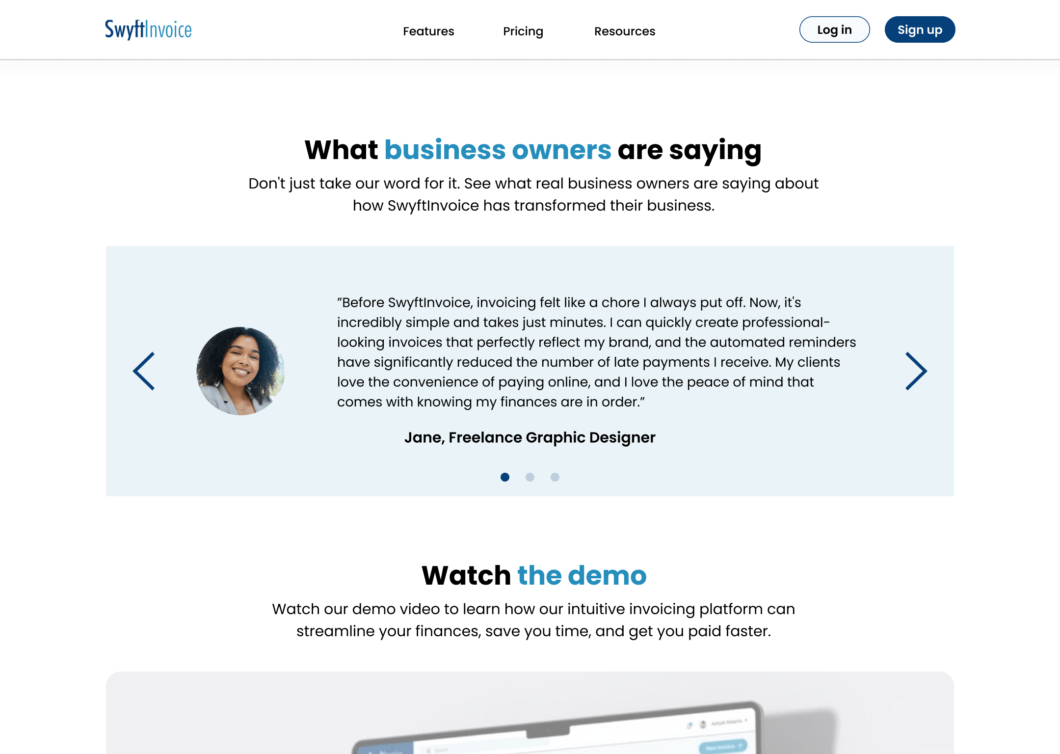 SaaS landing page